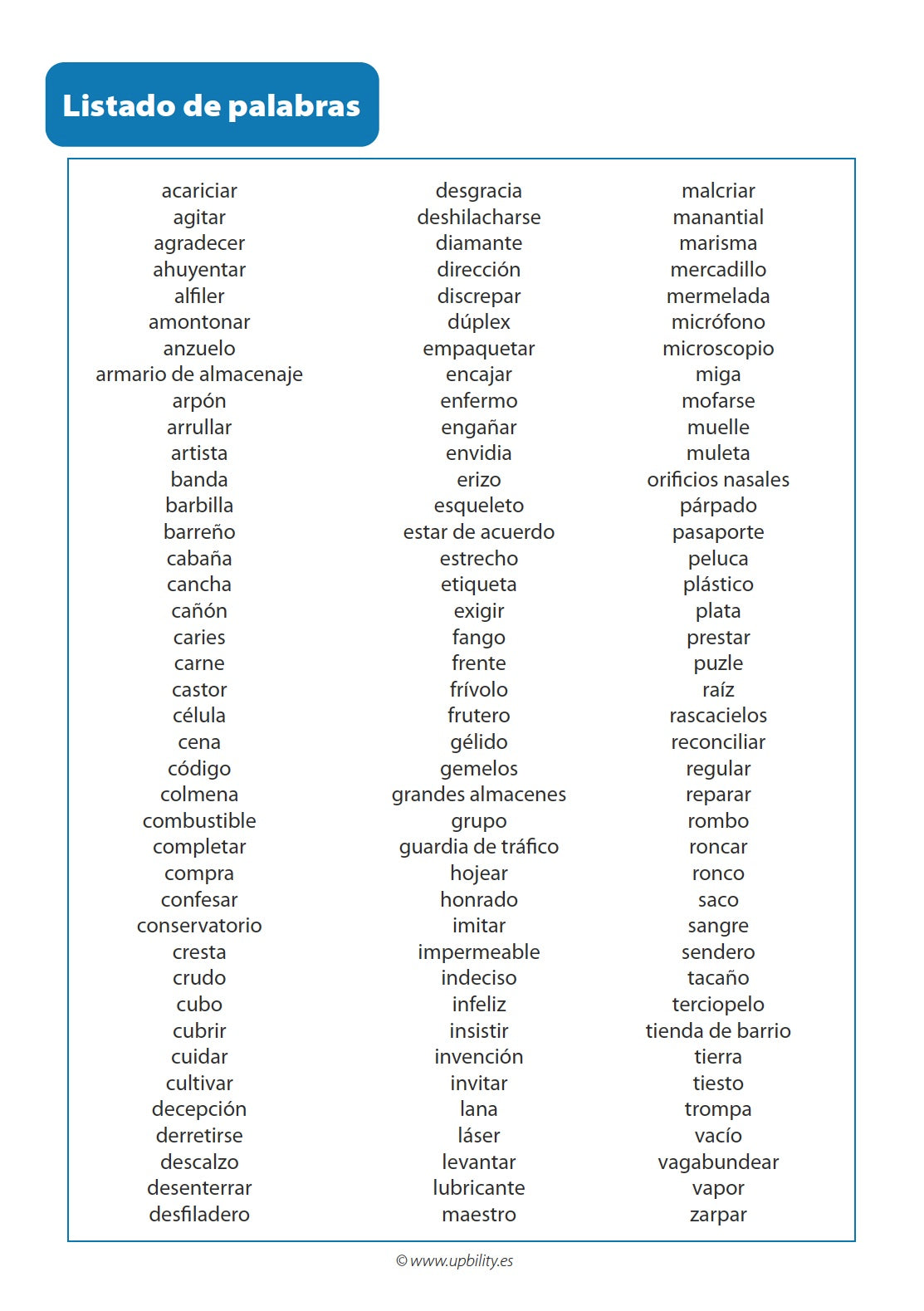 Adivina la palabra | TARJETAS DE VOCABULARIO
