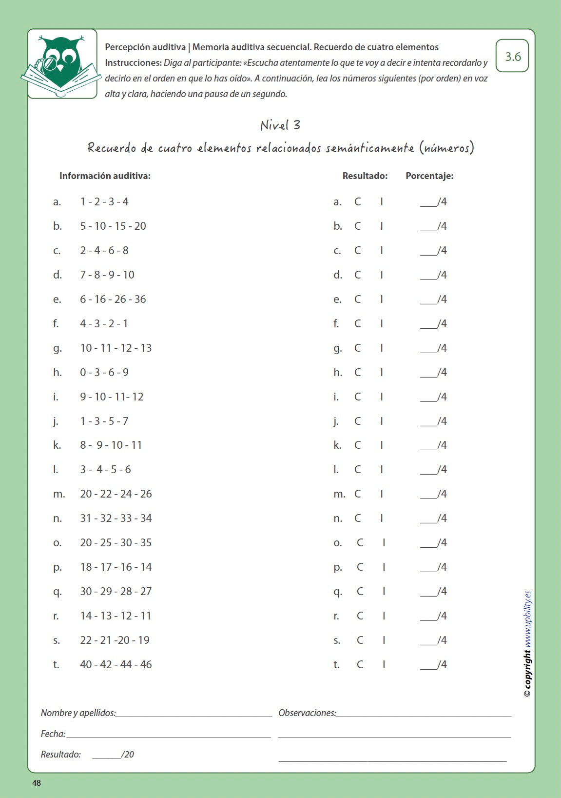 Desarrollo de la percepción auditiva | LA MEMORIA AUDITIVA SECUENCIAL