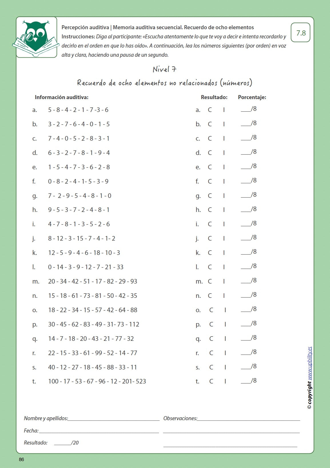 Desarrollo de la percepción auditiva | LA MEMORIA AUDITIVA SECUENCIAL