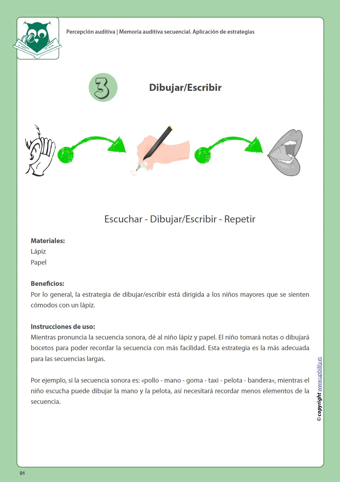 Desarrollo de la percepción auditiva | LA MEMORIA AUDITIVA SECUENCIAL