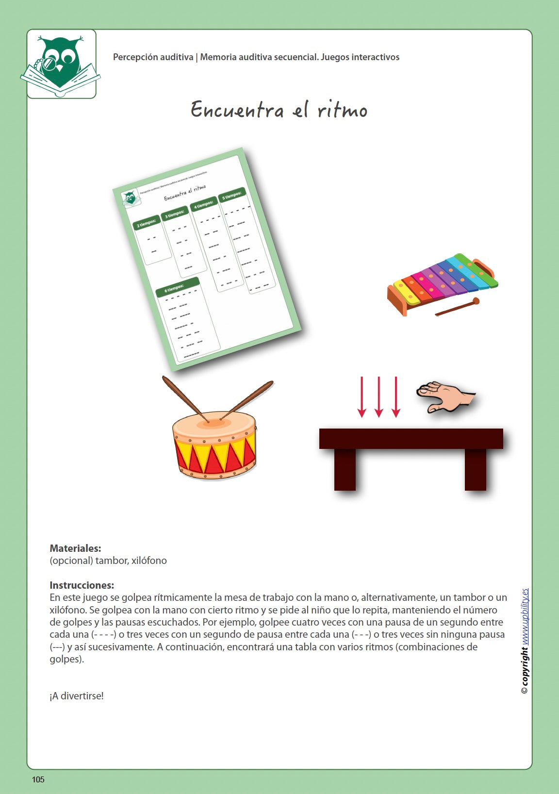 Desarrollo de la percepción auditiva | LA MEMORIA AUDITIVA SECUENCIAL