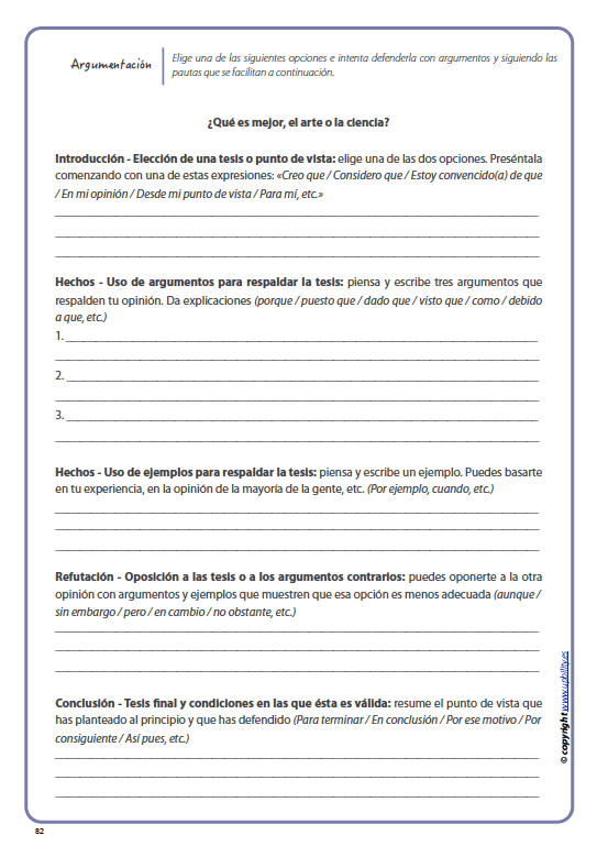 Desarrollo del discurso oral y escrito a través de la argumentación - Upbility ES
