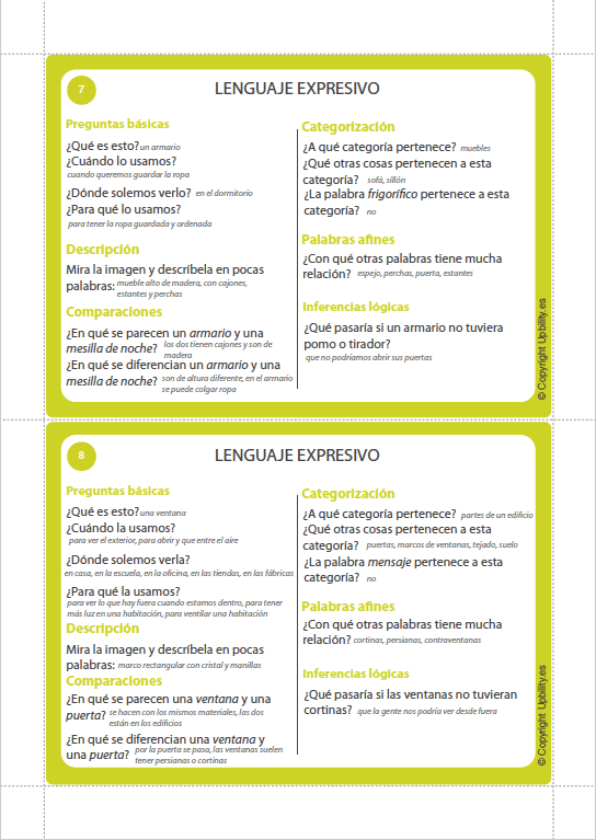 TARJETAS ILUSTRADAS | Desarrollo y estimulación del lenguaje expresivo - Upbility ES