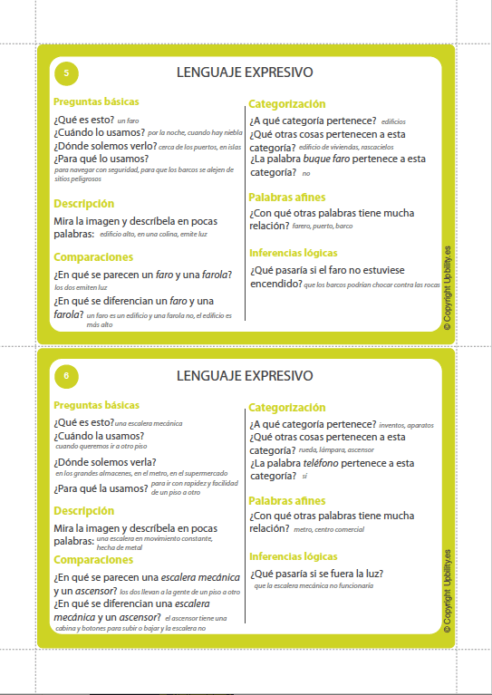 TARJETAS ILUSTRADAS | Desarrollo y estimulación del lenguaje expresivo - Upbility ES