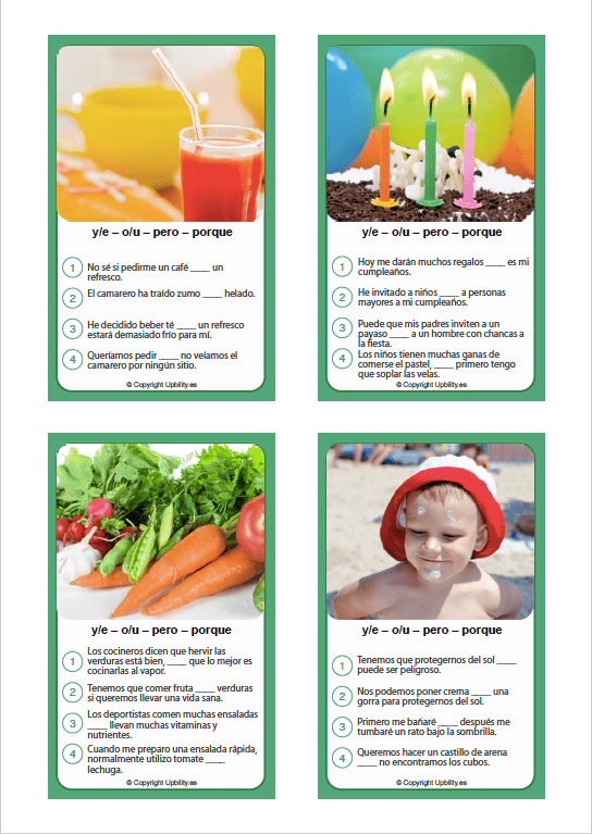TARJETAS ILUSTRADAS | Diviértete aprendiendo las conjunciones - Upbility ES