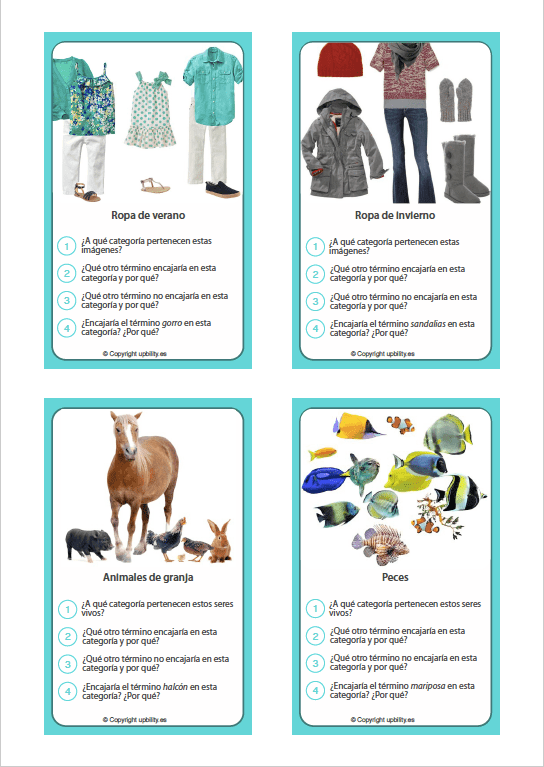 TARJETAS ILUSTRADAS | JUEGO DE CATEGORIZACIÓN para el desarrollo del pensamiento crítico - Upbility ES