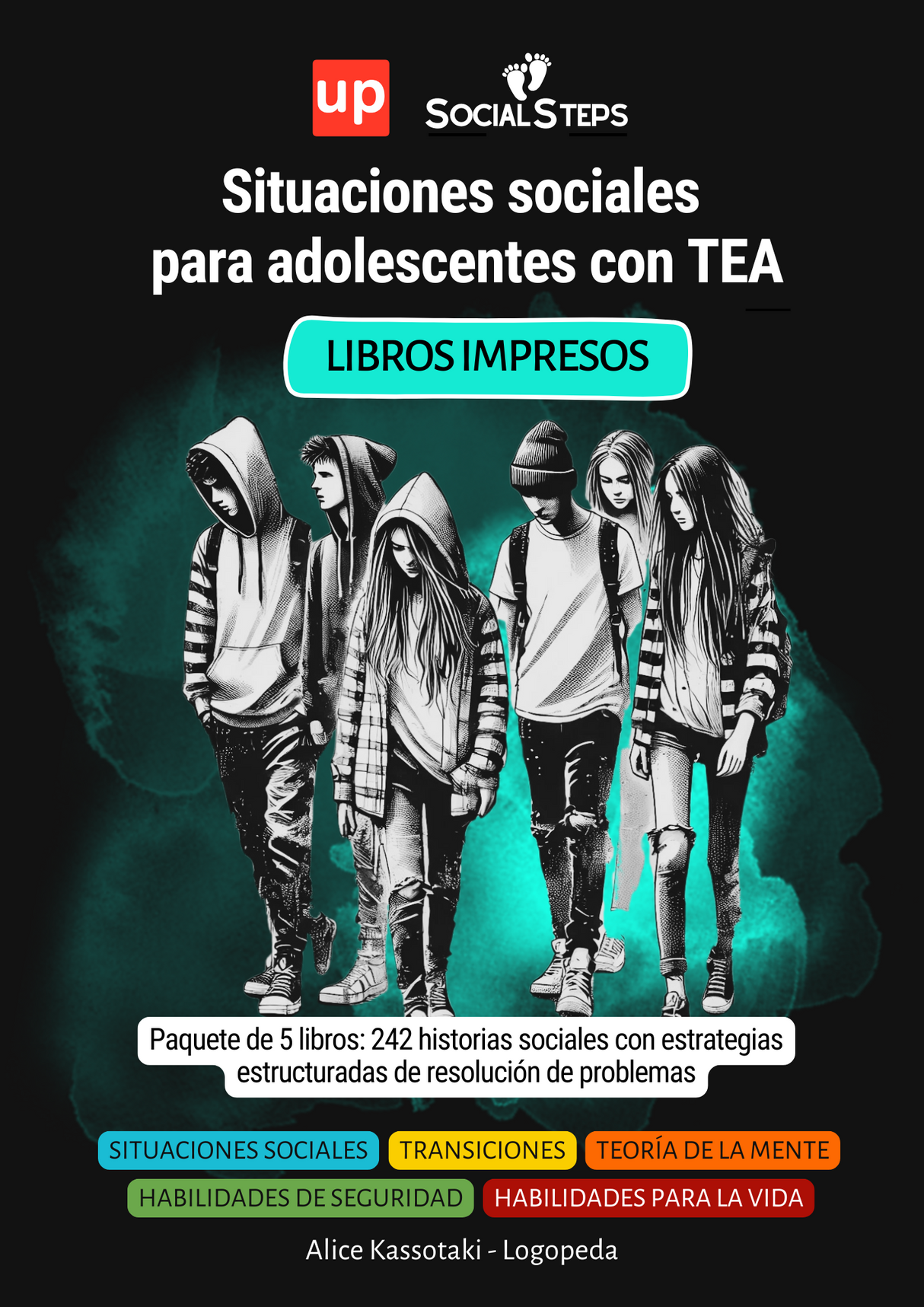 Situaciones sociales  para adolescentes con TEA | SERIE DE 5 LIBROS IMPRESOS