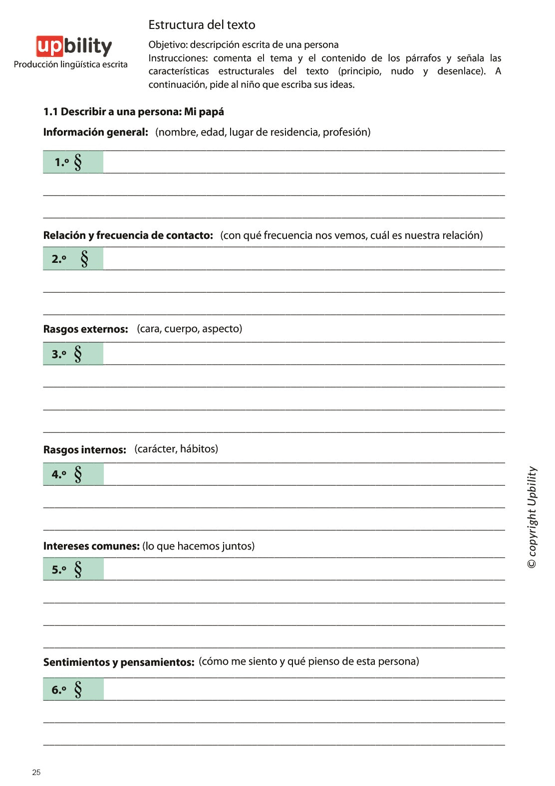 Producción lingüística escrita: estructura del texto, Parte A