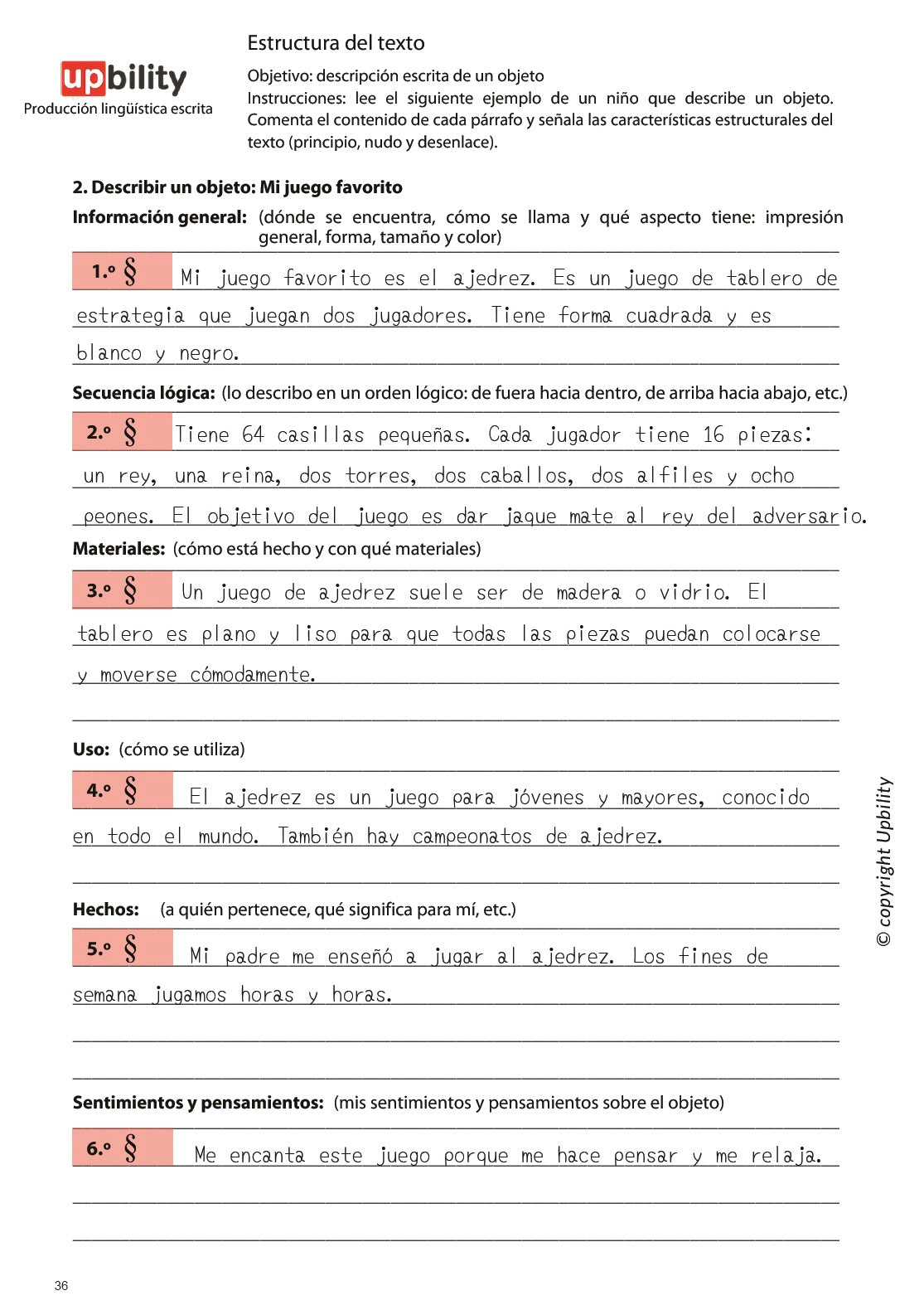 Producción lingüística escrita: estructura del texto, Parte A