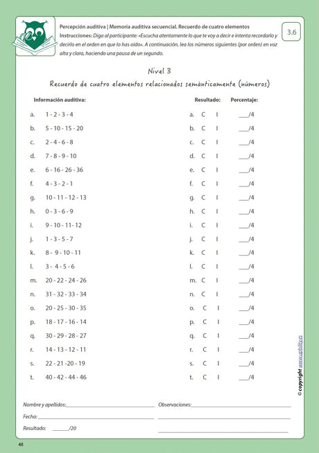 Desarrollo de la percepción auditiva | LA MEMORIA AUDITIVA SECUENCIAL