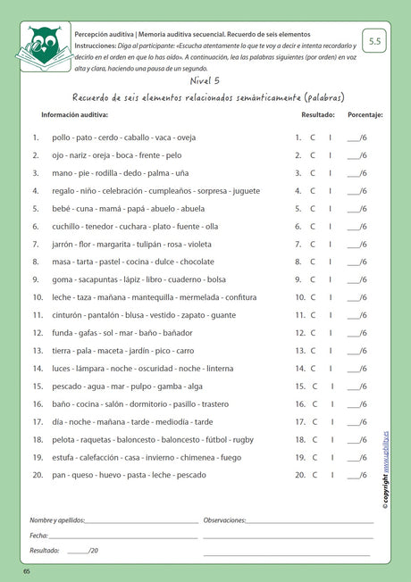 Desarrollo de la percepción auditiva | LA MEMORIA AUDITIVA SECUENCIAL