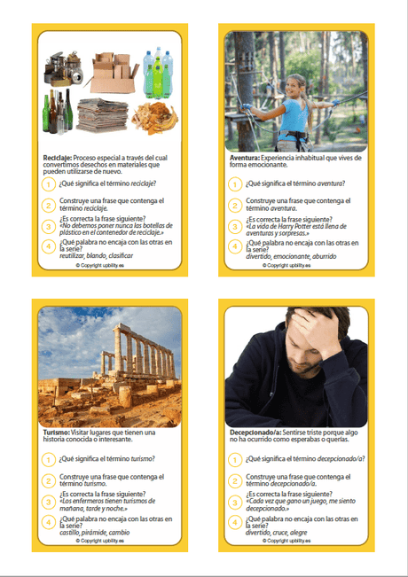 TARJETAS ILUSTRADAS DE REFUERZO DE VOCABULARIO (Nivel 2) para estimular el aprendizaje de palabras - Upbility ES