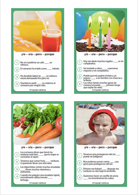 TARJETAS ILUSTRADAS | Diviértete aprendiendo las conjunciones - Upbility ES