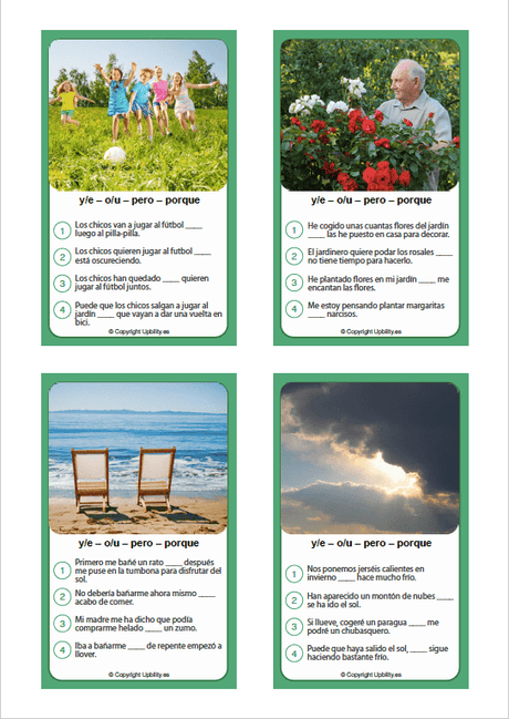 TARJETAS ILUSTRADAS | Diviértete aprendiendo las conjunciones - Upbility ES